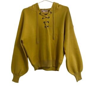 Philosophy Mustard Yellow Soft Pullover Hooded Sweater Women's Size Small